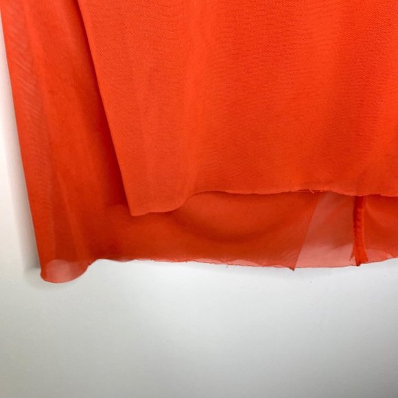 CARMEN MARC VALVO Orange‎ Sheer Mid Sleeve Blouse Sz M - Picture 3 of 10